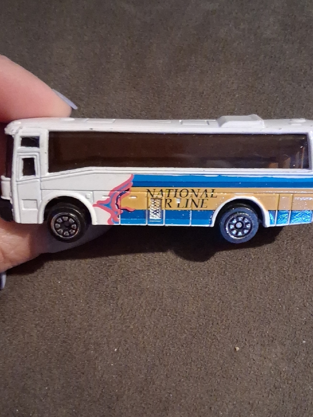 White and Blue Decorative Bus Model